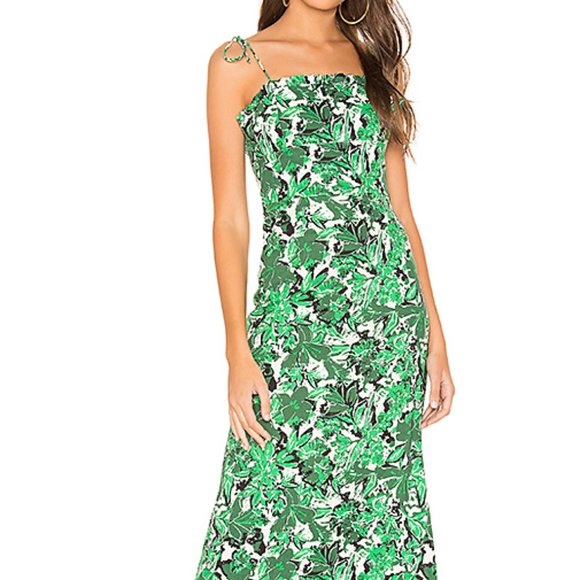 Free People Dresses & Skirts - FP Beach Party Dress 12 Midi Green Floral NWT